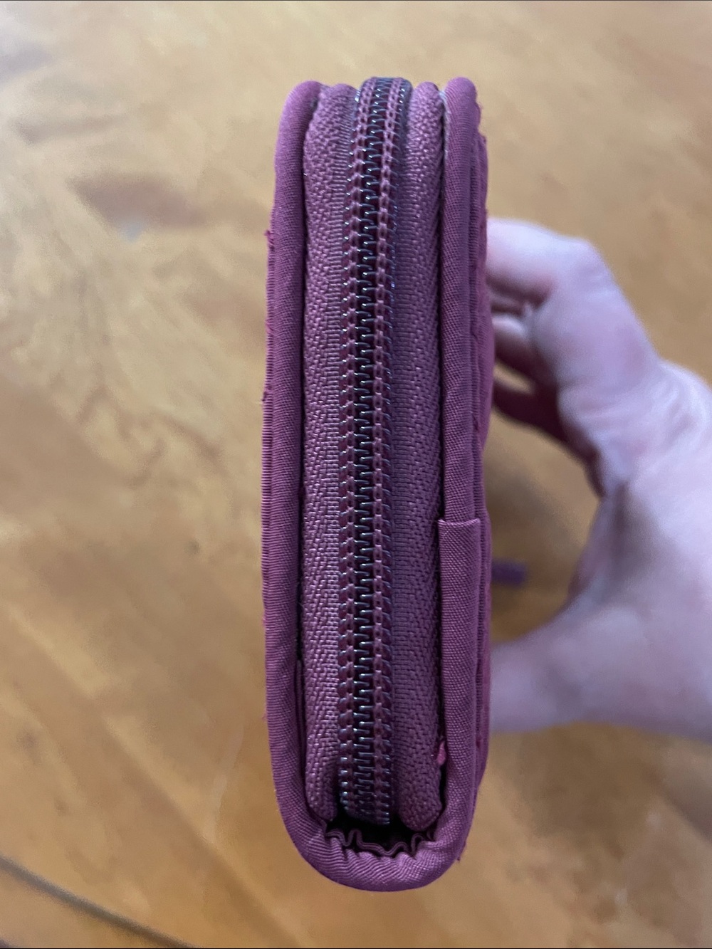 Vera Bradley Quilted RFID Zip Wallet in Maroon - Picture 4 of 11